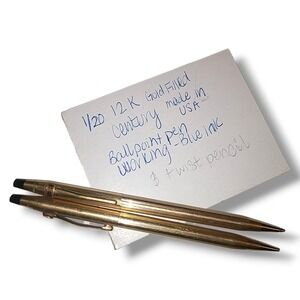 Vintage Century 1/20 12K Gold Filled Pen Pencil Set USA Ballpoint Twist